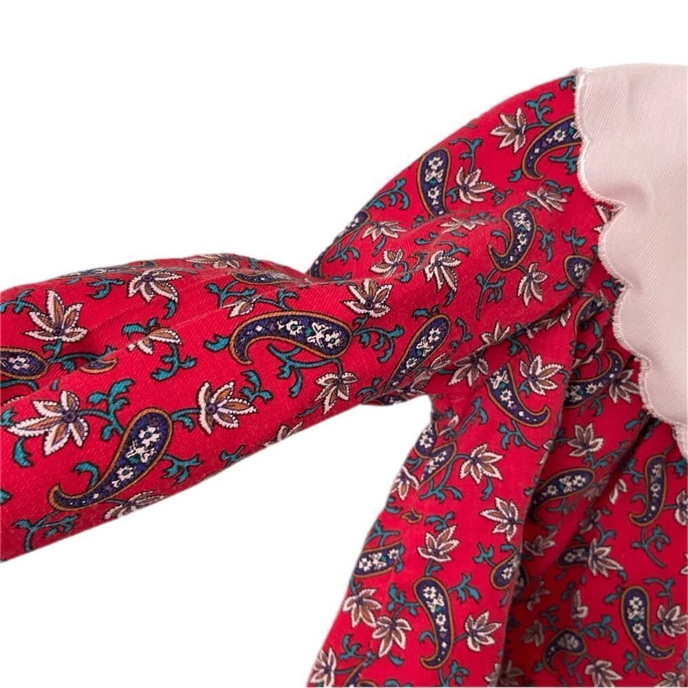 Vintage Little Bitty Red Paisley Baby Dress with White Collar in Size 24M - Picture 4 of 7